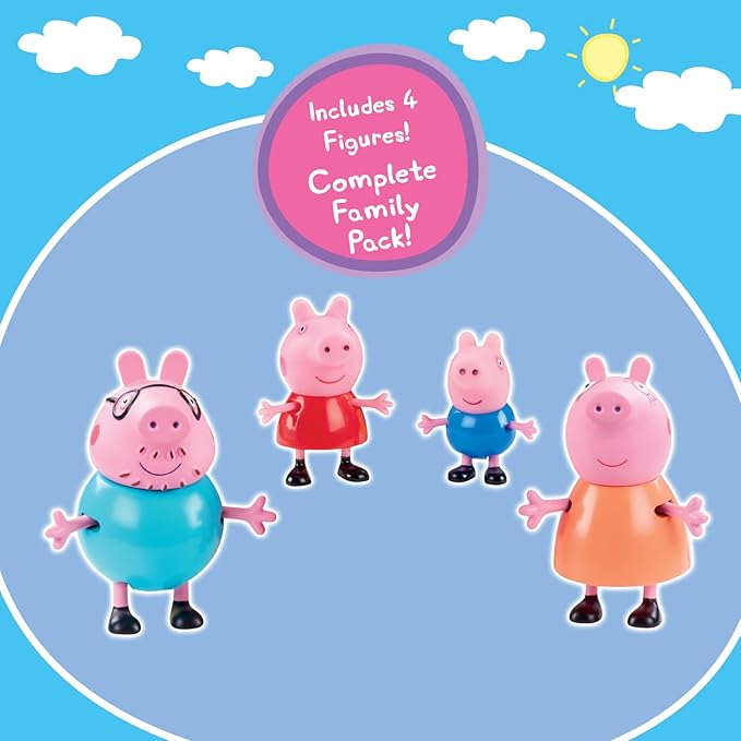 Peppa Pig Toys Family Figure Set, 4 Family Figures, Preschool Toys for 3 Year Old Girls and Boys and Up
