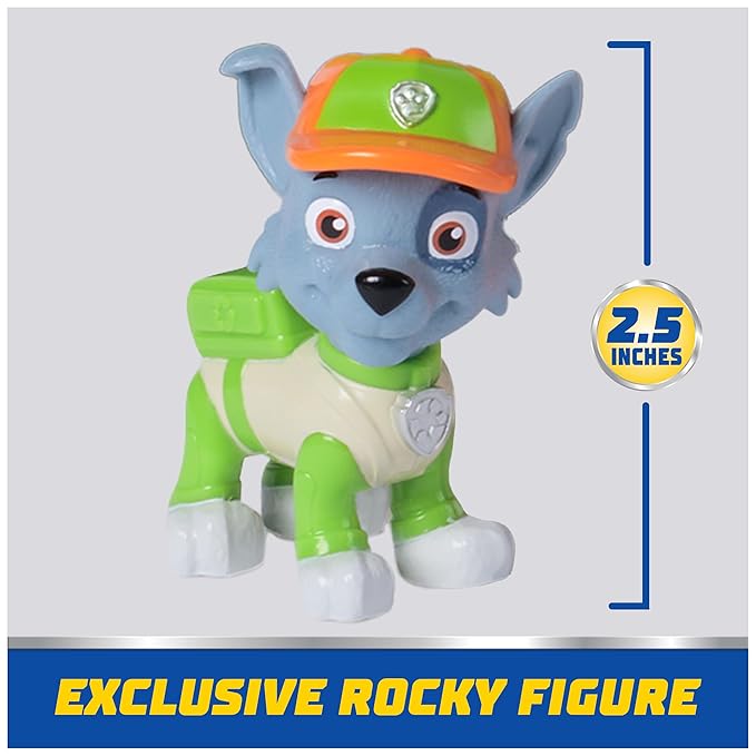 Paw Patrol Rocky Deluxe Vehicle | Crush N Roll Recycling Truck with Collectible Rocky Figure | Transforming Recycling Toy Truck | Sustainable Learning & Educational Toy for Kids Ages 3+