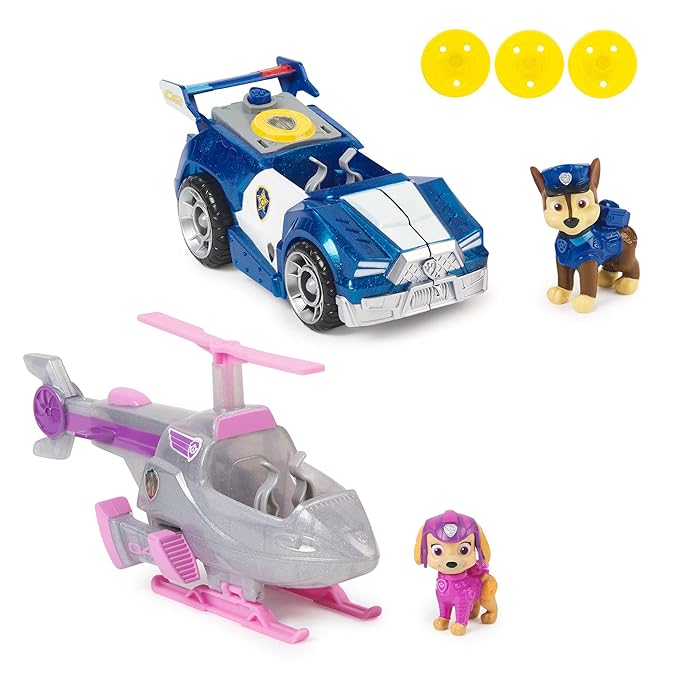 Paw Patrol The Mighty Movie, Chase Car with Skye Airplane Toy with Mighty Pups Action Figure, Lights and Sounds, Kids Toys for Boys & Girls 3+|Made in India