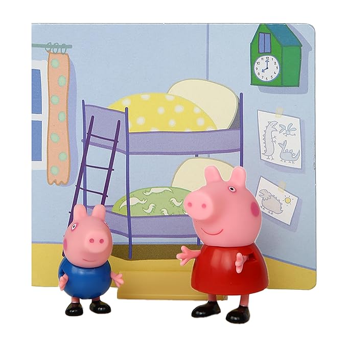 Peppa Pig and George Twin Figure Fun Pack with Two Poseable Figures and a Scene Card, Preschool Toyset for Girls and Boys Ages 3 and Up, Birthday Gift Toys for Kids