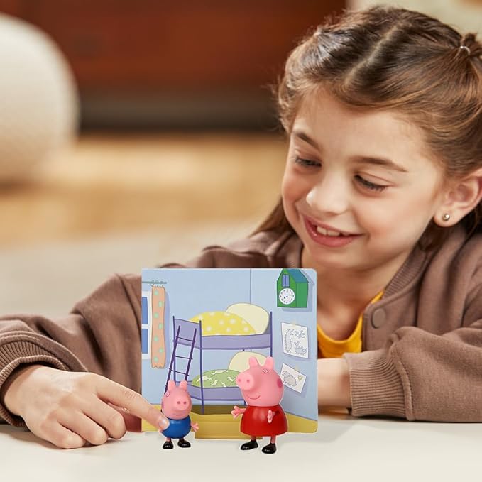 Peppa Pig and George Twin Figure Fun Pack with Two Poseable Figures and a Scene Card, Preschool Toyset for Girls and Boys Ages 3 and Up, Birthday Gift Toys for Kids