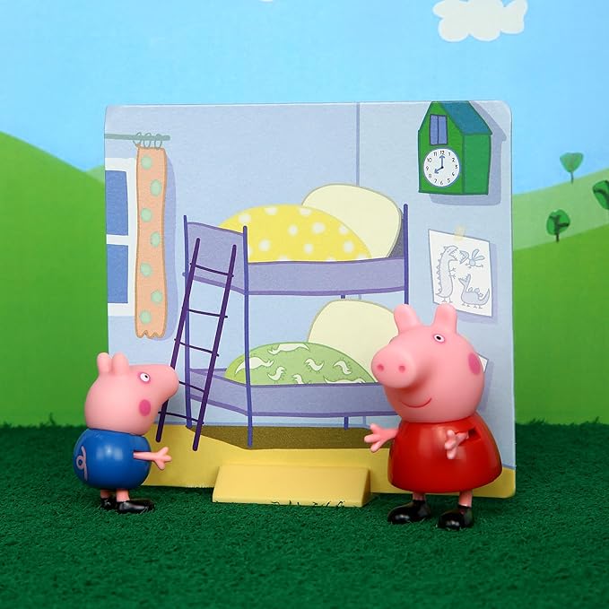 Peppa Pig and George Twin Figure Fun Pack with Two Poseable Figures and a Scene Card, Preschool Toyset for Girls and Boys Ages 3 and Up, Birthday Gift Toys for Kids