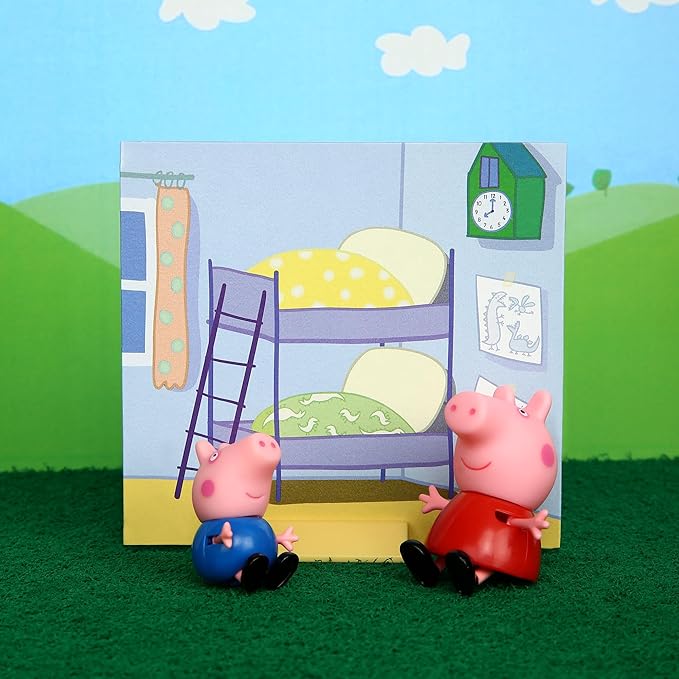 Peppa Pig and George Twin Figure Fun Pack with Two Poseable Figures and a Scene Card, Preschool Toyset for Girls and Boys Ages 3 and Up, Birthday Gift Toys for Kids