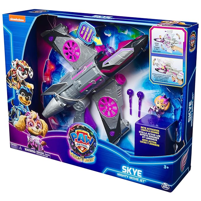 Paw Patrol The Mighty Movie Transforming Rescue Jet with Skye|Mighty Pups Action Figure|Kids Collectable Car Figure with Lights and Sounds|Birthday Gift Kids Toys for Boys & Girls 3+|Made in India