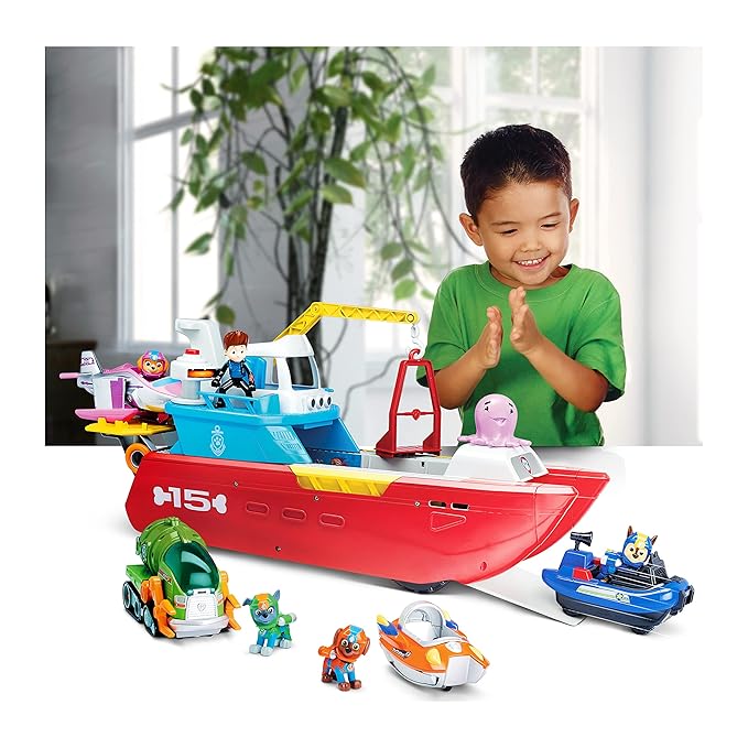 Paw Patrol Nickelodeon Sea Patroller Transforming Vehicle with Lights and Sounds- Multicolor, Kids