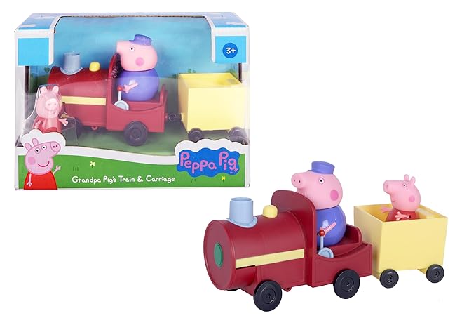 Peppa Pig Grandpa's Train and Carriage Playset, Includes 2 Figures, Preschool Toy for Girls & Boys 3 Years and Up, Birthday Gift Toys for Kids