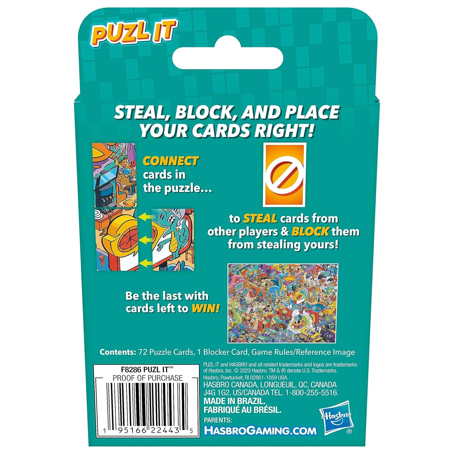Hasbro Gaming Puzl It Game,Competitive Puzzle Card for Ages 7 and Up, Kids,Family for 2 to 6 Players, Pizza Party Theme, Puzzle Games