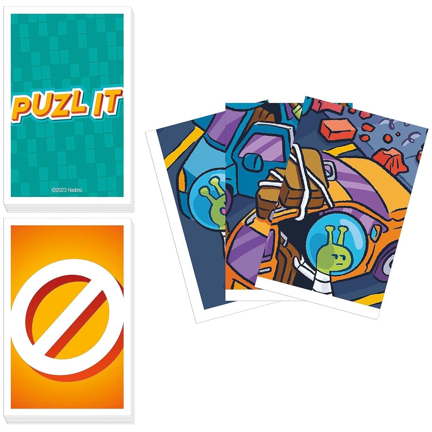 Hasbro Gaming Puzl It Game,Competitive Puzzle Card for Ages 7 and Up, Kids,Family for 2 to 6 Players, Pizza Party Theme, Puzzle Games