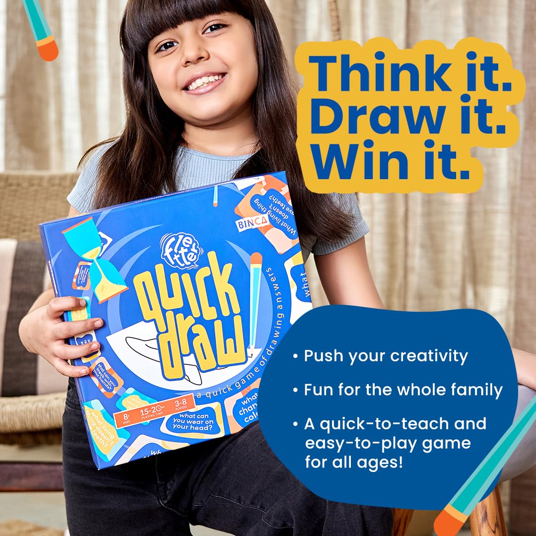 Quick Draw - Hilarious Drawing Party Game for Kids & Adults, Perfect for Family Game Night, Gift for Boys & Girls Ages 8, 9, 10, 11, 12 Years & Up, Fast-paced & Funny Drawing Game (3–8 Players)