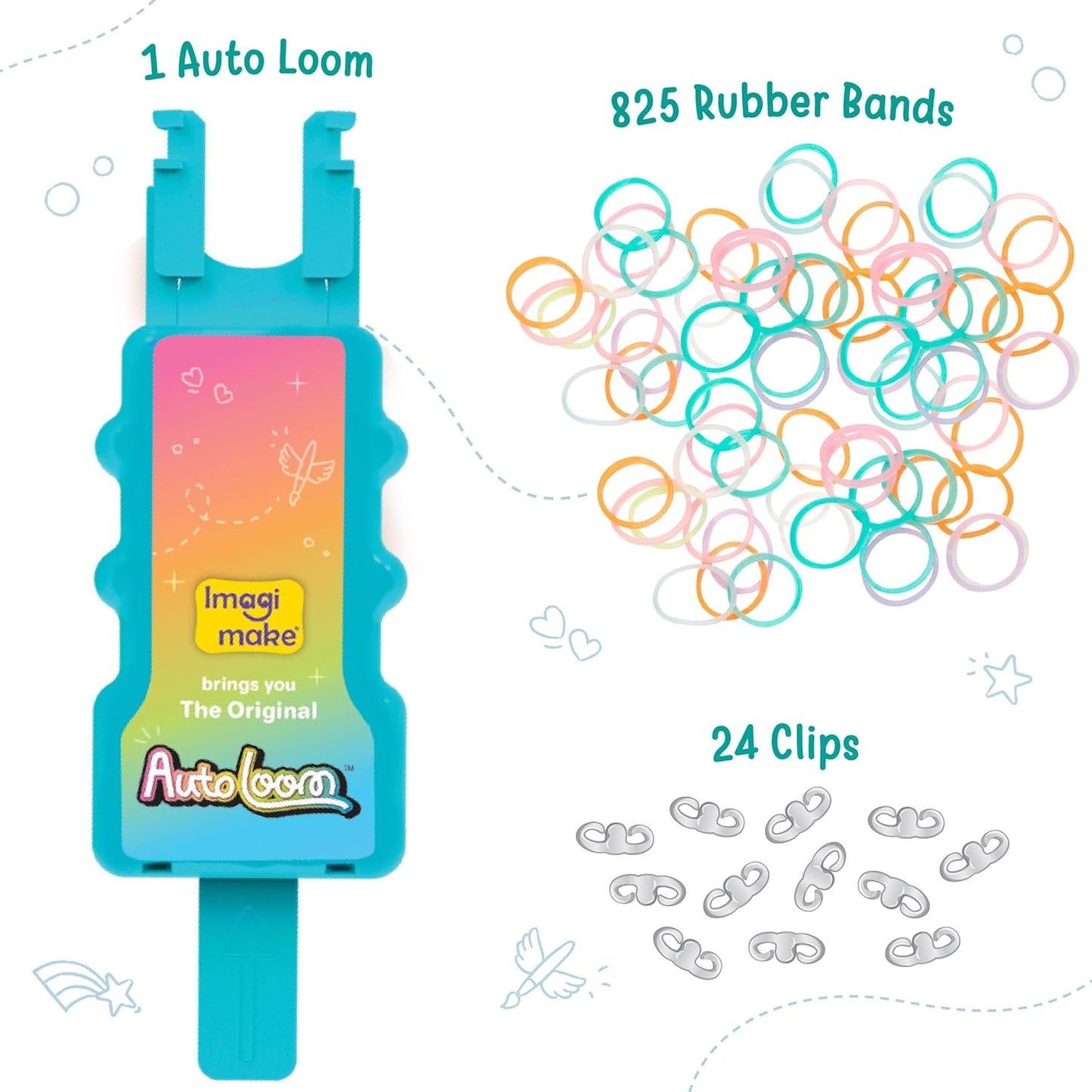 Imagimake Rainbow Loom Glow in the Dark Kit | Bracelet Making kit with 450+ Bands & Clips | Auto Loom Tool |DIY Art & Craft Kit |Travel Toys | Creative Gift for Girls Age 7+