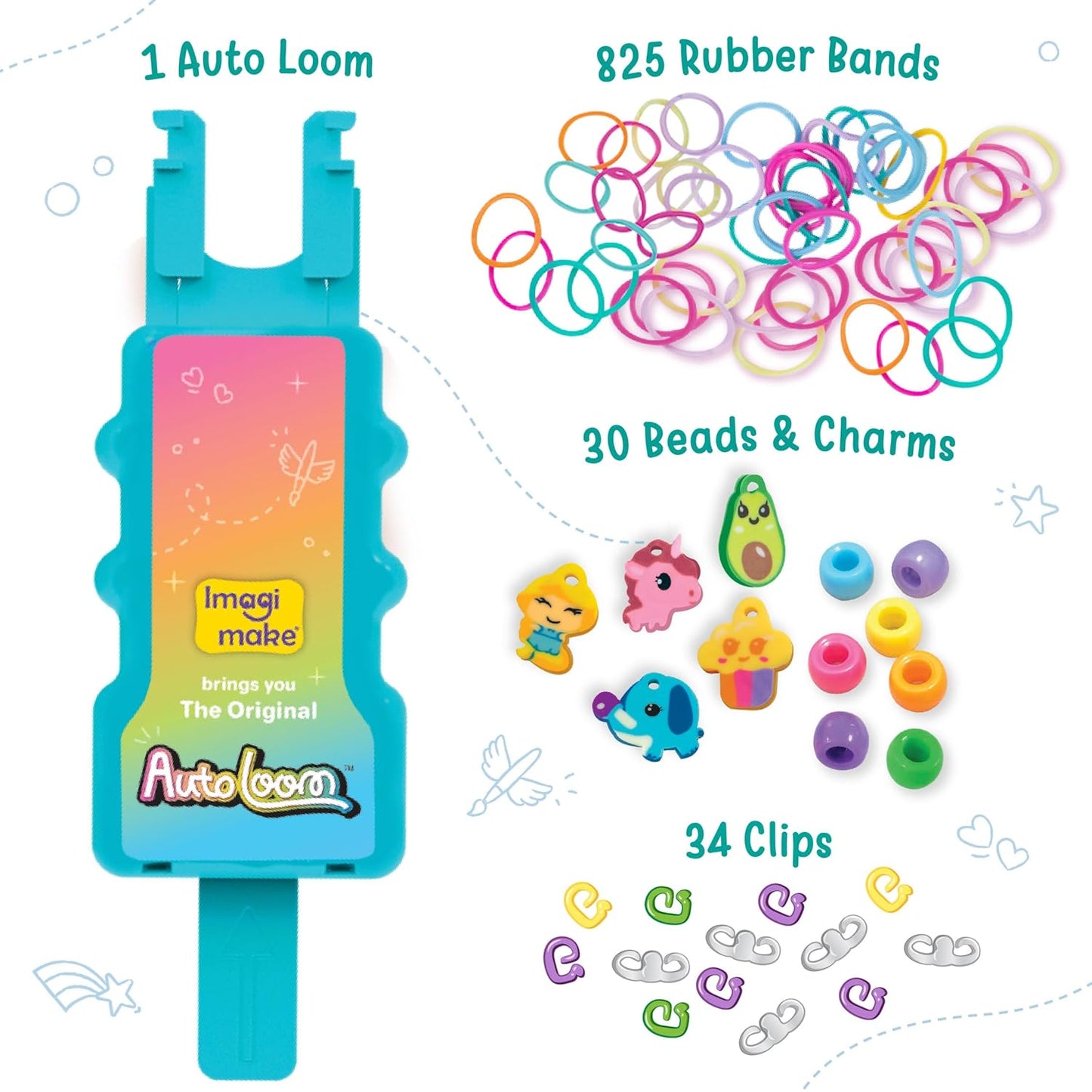 Imagimake Rainbow Loom Bracelet Making Kit |825+ Bands, Charms & Beads with Auto Loom Tool | DIY Art & Craft Kit | Travel Toys | Creative Gift for Girls Age 7+