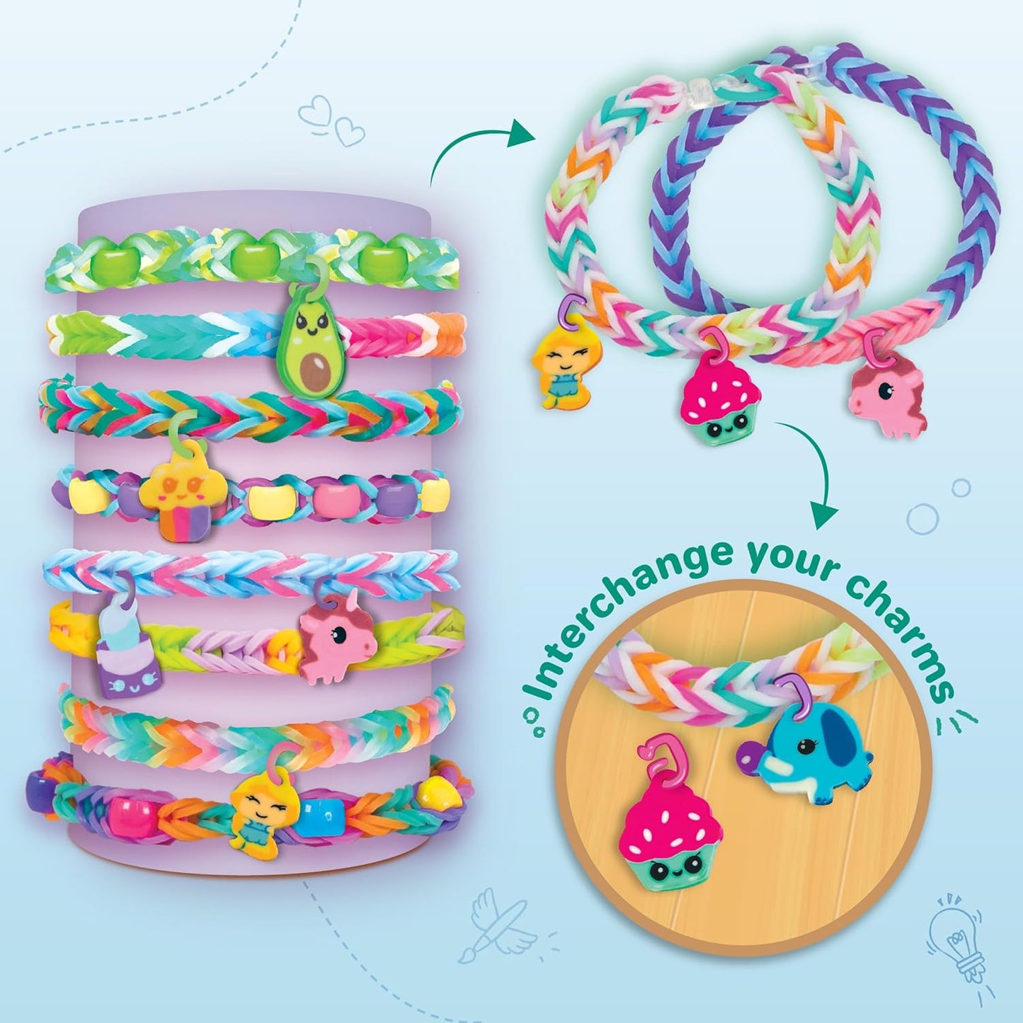 Imagimake Rainbow Loom Bracelet Making Kit |825+ Bands, Charms & Beads with Auto Loom Tool | DIY Art & Craft Kit | Travel Toys | Creative Gift for Girls Age 7+