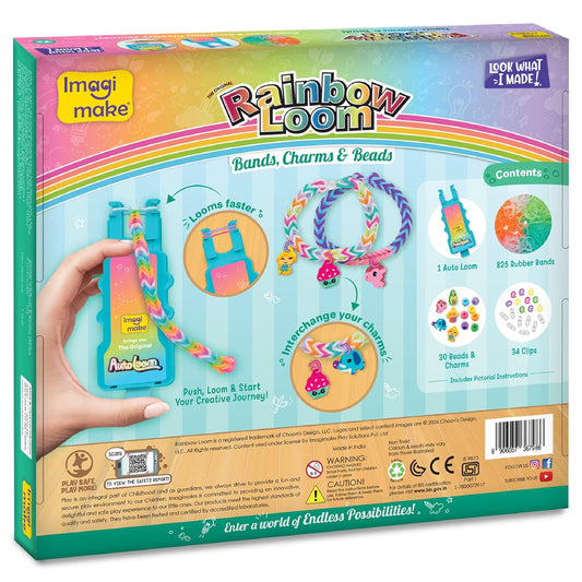 Imagimake Rainbow Loom Bracelet Making Kit |825+ Bands, Charms & Beads with Auto Loom Tool | DIY Art & Craft Kit | Travel Toys | Creative Gift for Girls Age 7+
