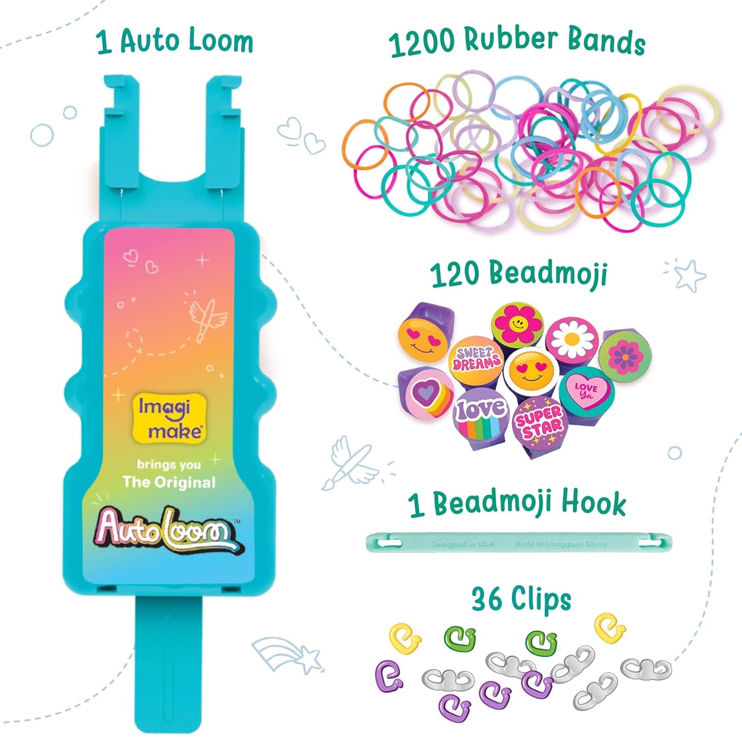 Imagimake Rainbow Loom Beadmoji Bracelet Making Kit | 1200+ Colourful Bands & Beadmoji Beads with Auto Loom Tool | DIY Art & Craft Kit | Creative Gift for Kids 7+