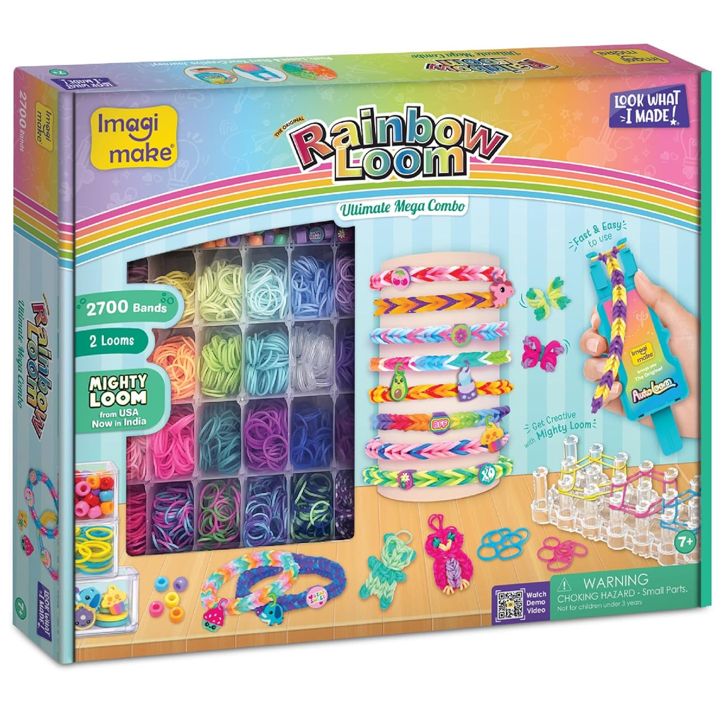 Imagimake Ultimate Mega Combo Kit | 2700+ Bands, Beads, Charms with Auto Loom Tool | DIY Art & Craft kit | Creative Gift for Girls Age 7+