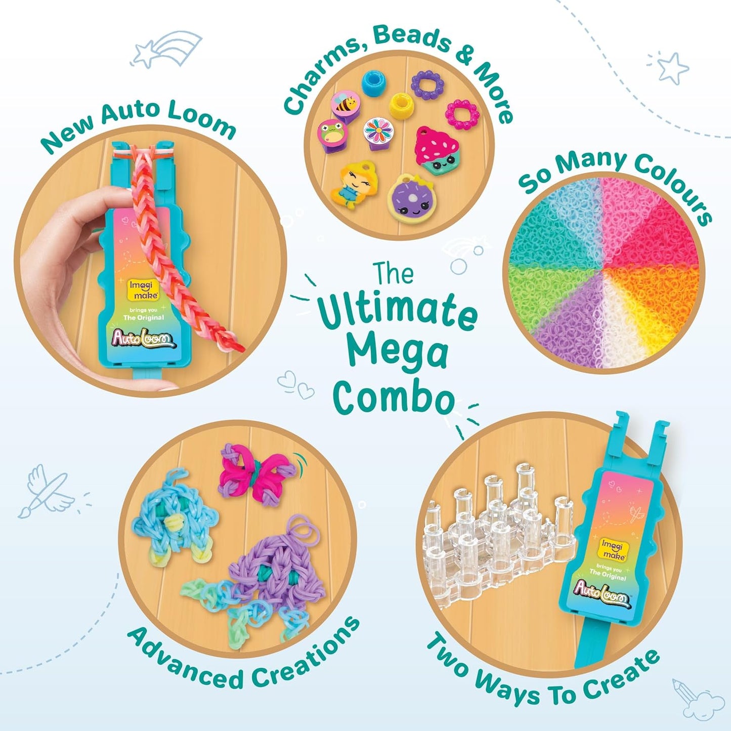 Imagimake Ultimate Mega Combo Kit | 2700+ Bands, Beads, Charms with Auto Loom Tool | DIY Art & Craft kit | Creative Gift for Girls Age 7+