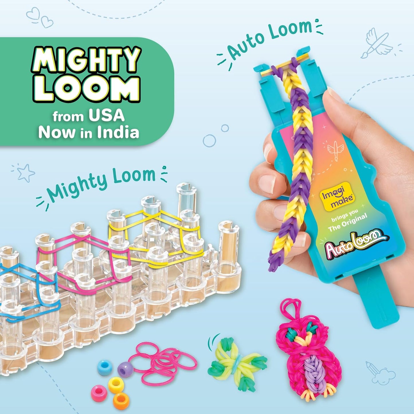 Imagimake Ultimate Mega Combo Kit | 2700+ Bands, Beads, Charms with Auto Loom Tool | DIY Art & Craft kit | Creative Gift for Girls Age 7+