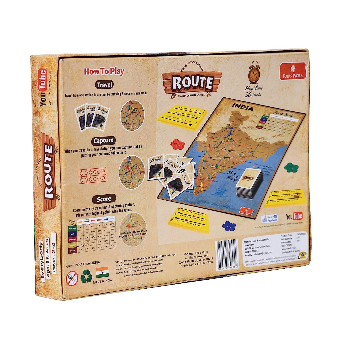 Folks Work Travel Board Games for Kids –  Train Travels Route Board Games for Toddler, Players 2 to 4, Suitable For Age 8 Year and Above