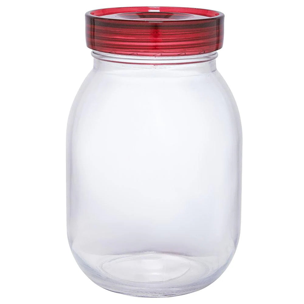Roxx Flash Glass Round Jar 1.8 L with Maroon Lid