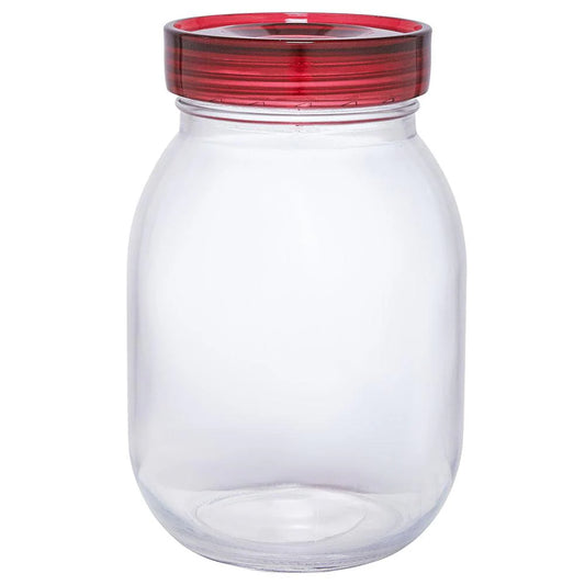Roxx Flash Glass Round Jar 1.8 L with Maroon Lid