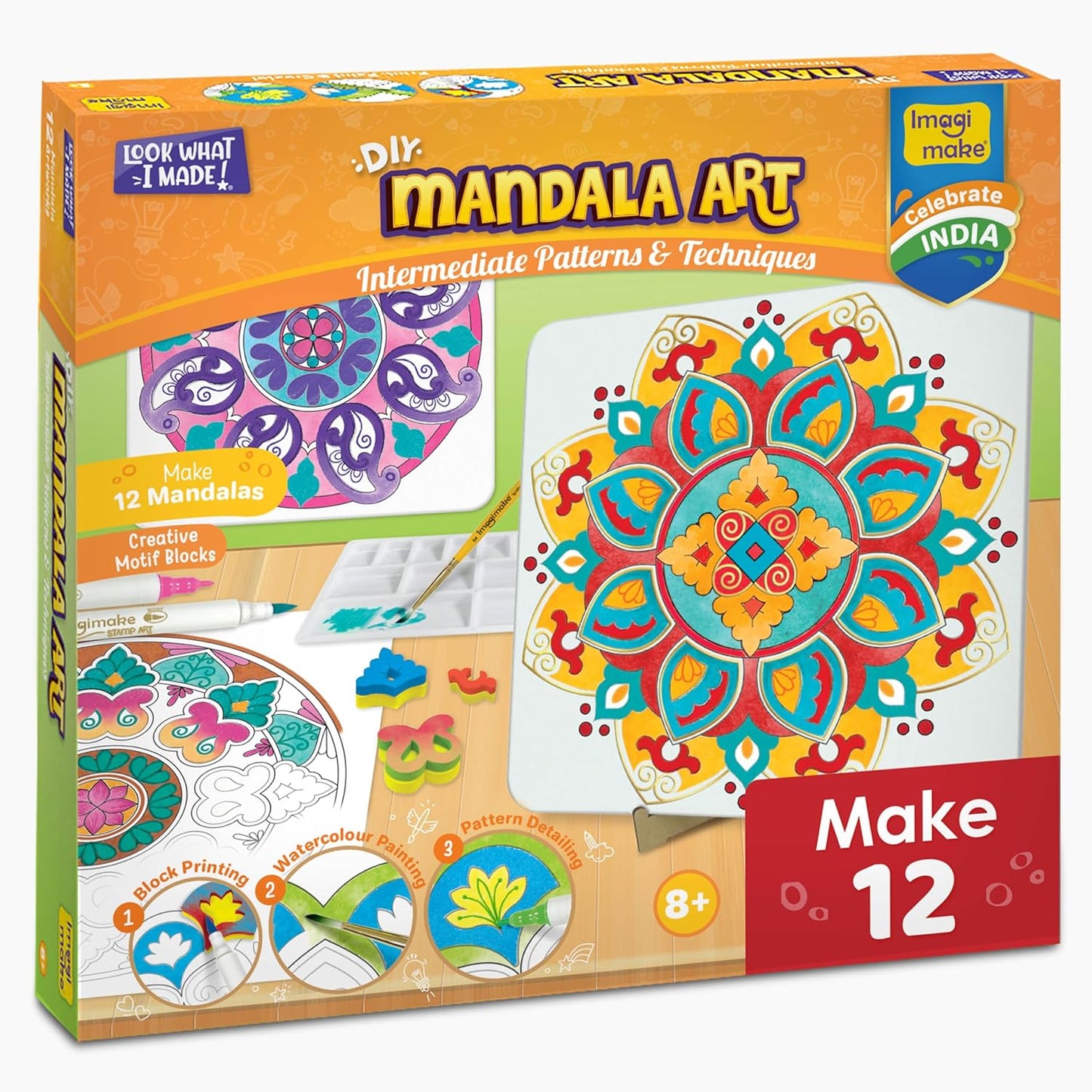 Imagimake DIY Mandala Art Kit for Girls 9-12 | Coloring & Painting Art Kit Set with Water Brush Pen & Stamps | Crafts & Gifts for Kids Age 10-12