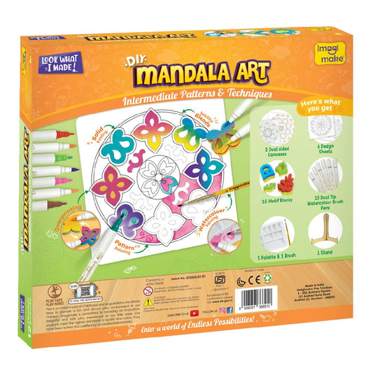 Imagimake DIY Mandala Art Kit for Girls 9-12 | Coloring & Painting Art Kit Set with Water Brush Pen & Stamps | Crafts & Gifts for Kids Age 10-12