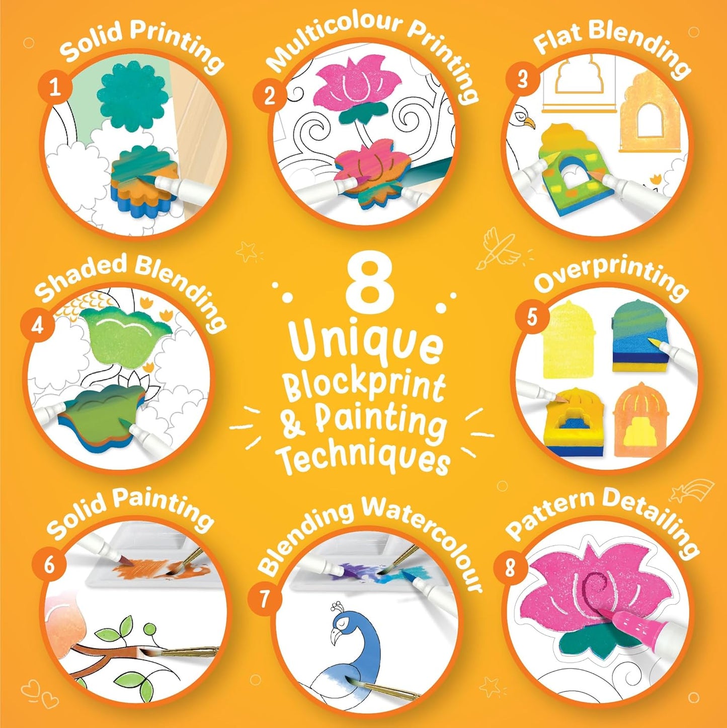 Imagimake DIY Pichwai Art Kit | Make 12 Paintings | Pichwai Painting & Colouring Kit Using Water Brush Pen & Stamps | Art & Craft Kit for Kids & Adults | Gift for Girls Age 8,9,10,11,12, Multicolour