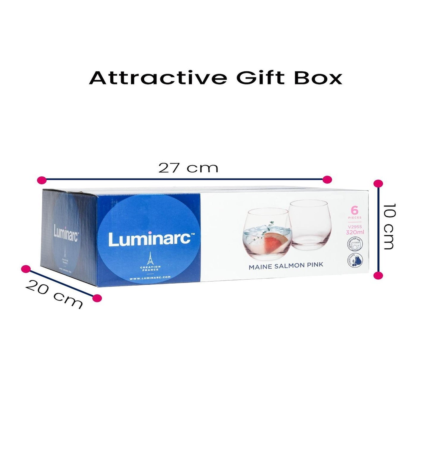 Luminarc  Maine Salmon Pink 320ml Set Of 6