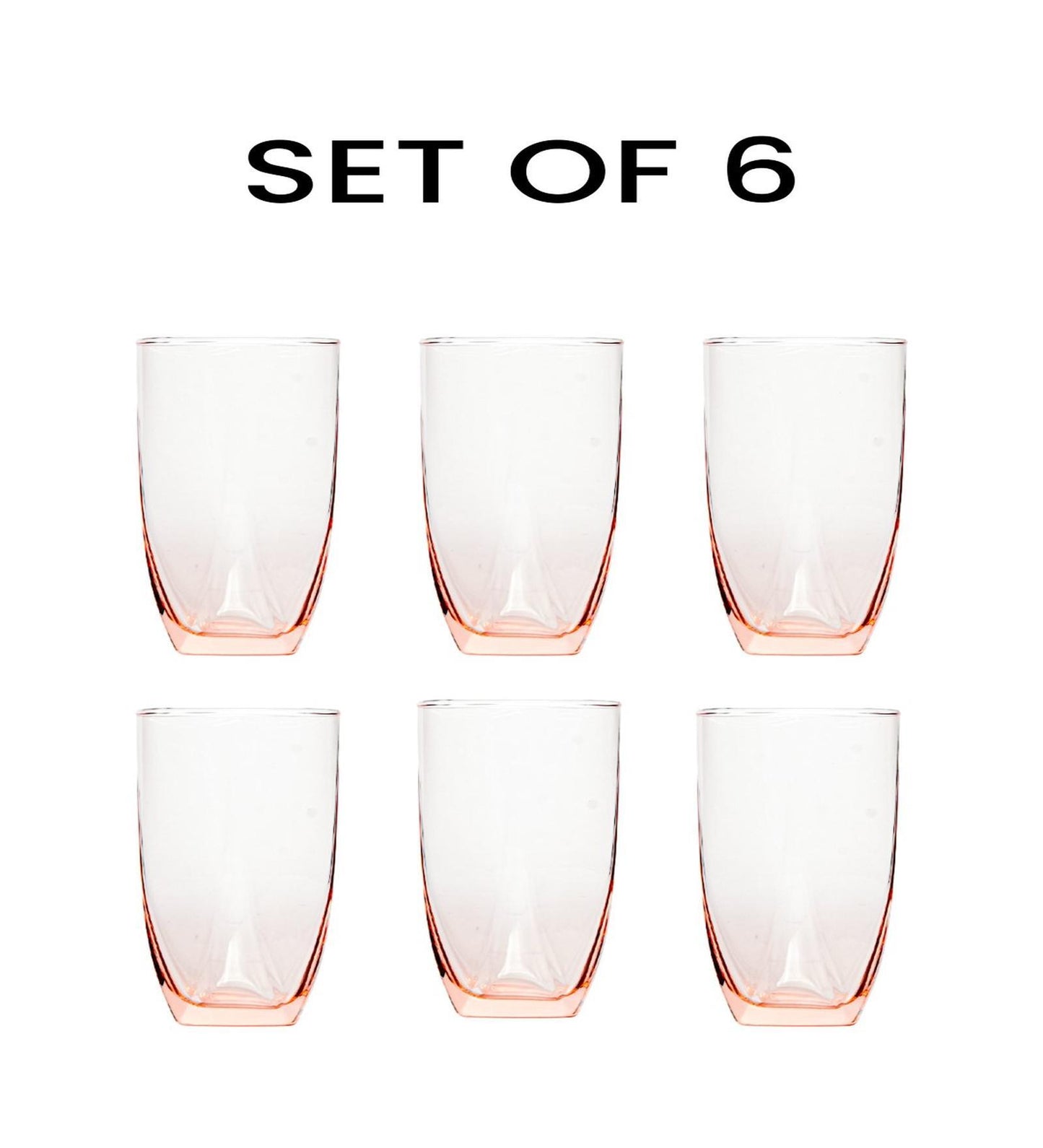 Luminarc Eiffel Salmon Pink Highball Water & Juice Glass - Set of 6 (350 ml)