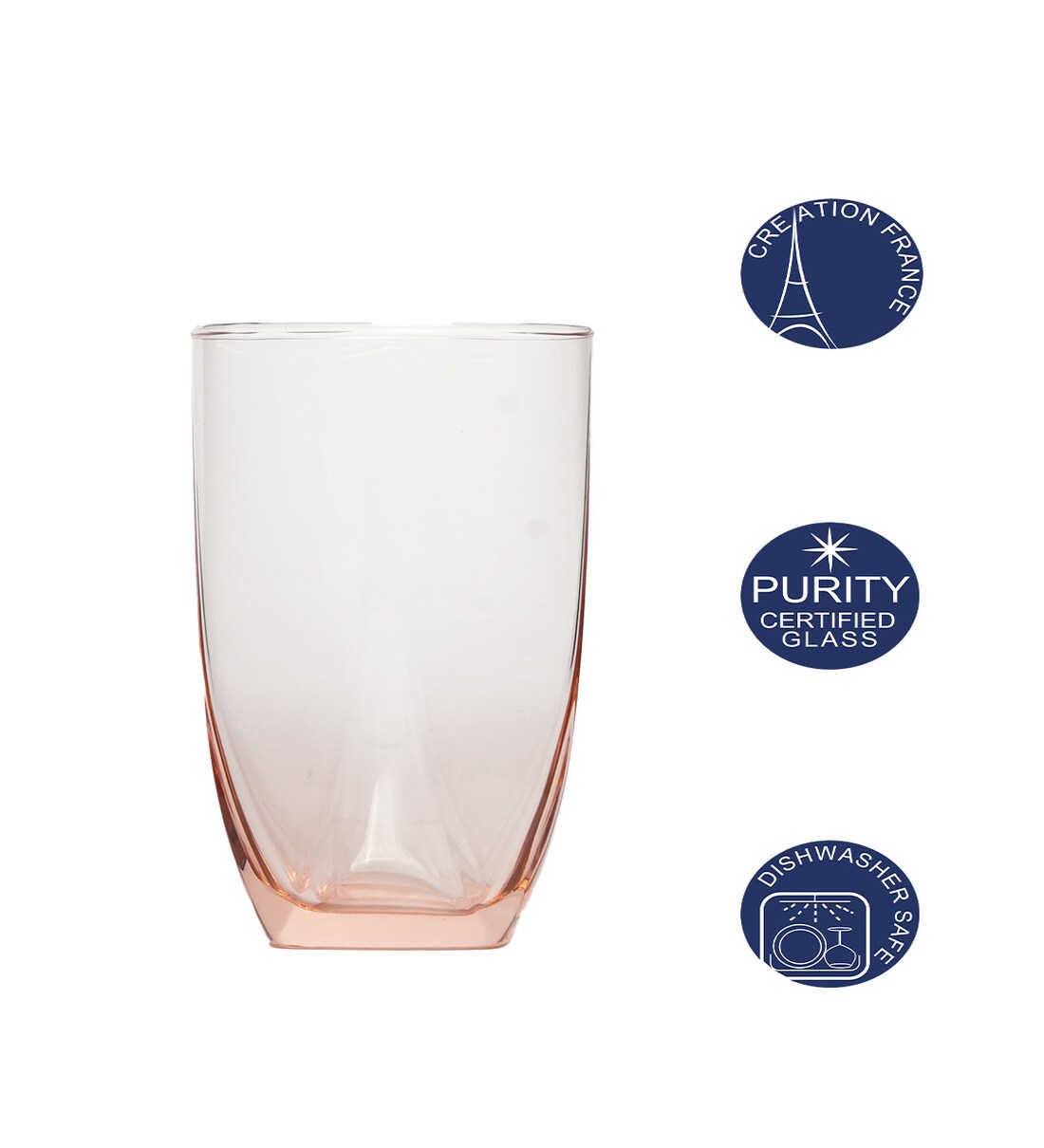 Luminarc Eiffel Salmon Pink Highball Water & Juice Glass - Set of 6 (350 ml)