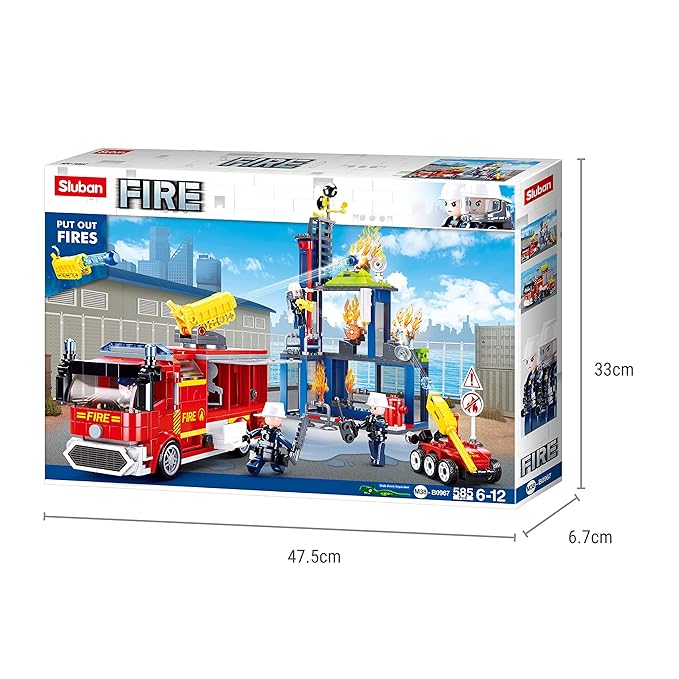 Sluban Fire Fighting Training Center Building Blocks Kit for Kids - Creative Construction Set with 585 Pieces, BIS Certified Building Kit and Gifts for 6+ Year Old Boy or Girl