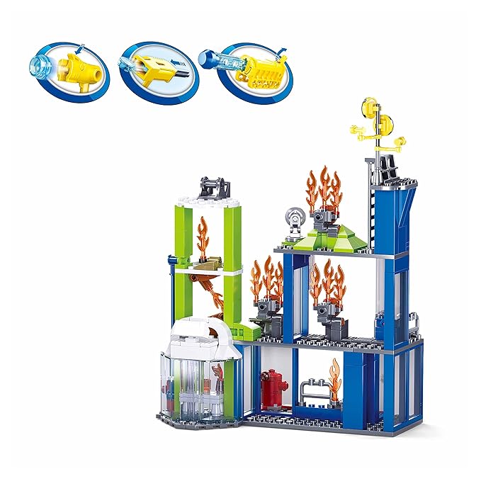 Sluban Fire Fighting Training Center Building Blocks Kit for Kids - Creative Construction Set with 585 Pieces, BIS Certified Building Kit and Gifts for 6+ Year Old Boy or Girl