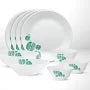 Larah by BOROSIL Tiara Series Woodstock White Abstract Opalware Microwave Safe 33 Piece Dinner Set