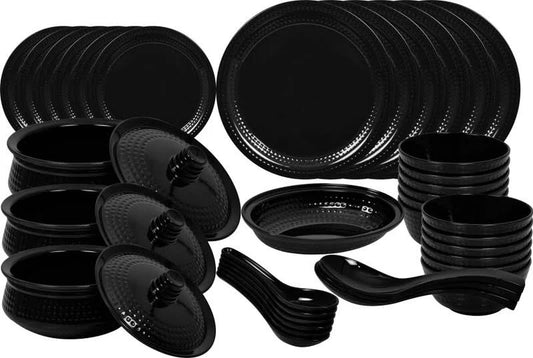 Cello Pack Of 40 Melamin Magneta Black 40 Pcs Dinner Set