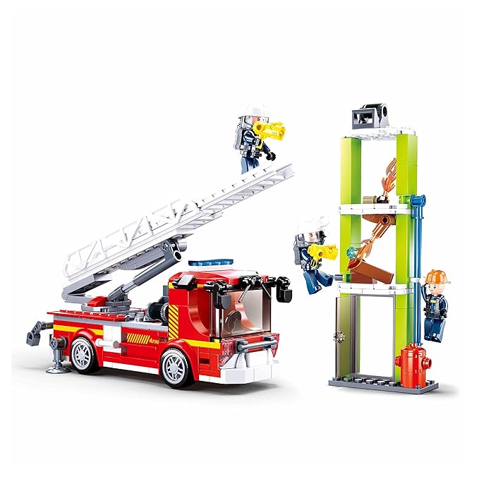 Sluban Fire Engine (Large) Building Blocks Kit for Kids - Creative Construction Set with 343 Pieces Educational STEM Toy, BIS Certified Building Kit and Gifts for 6+ Year Old Boy or Girl