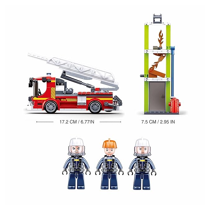 Sluban Fire Engine (Large) Building Blocks Kit for Kids - Creative Construction Set with 343 Pieces Educational STEM Toy, BIS Certified Building Kit and Gifts for 6+ Year Old Boy or Girl