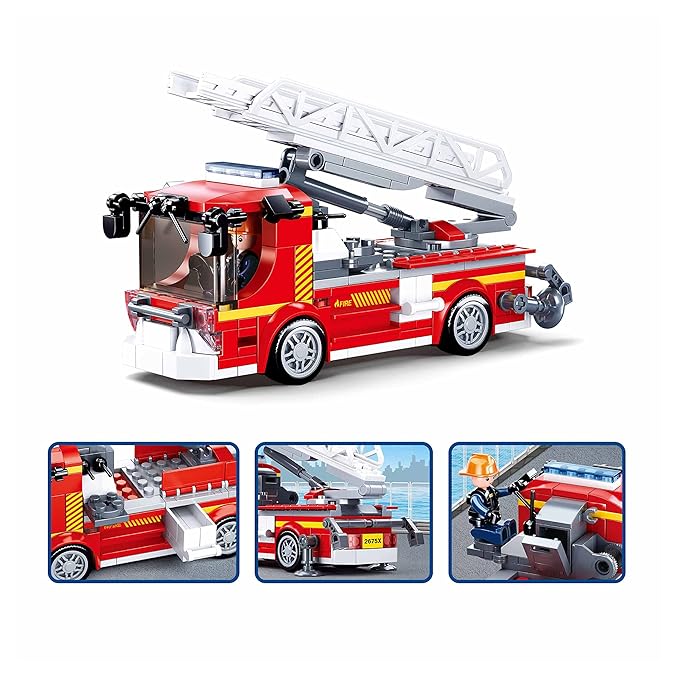 Sluban Fire Engine (Large) Building Blocks Kit for Kids - Creative Construction Set with 343 Pieces Educational STEM Toy, BIS Certified Building Kit and Gifts for 6+ Year Old Boy or Girl