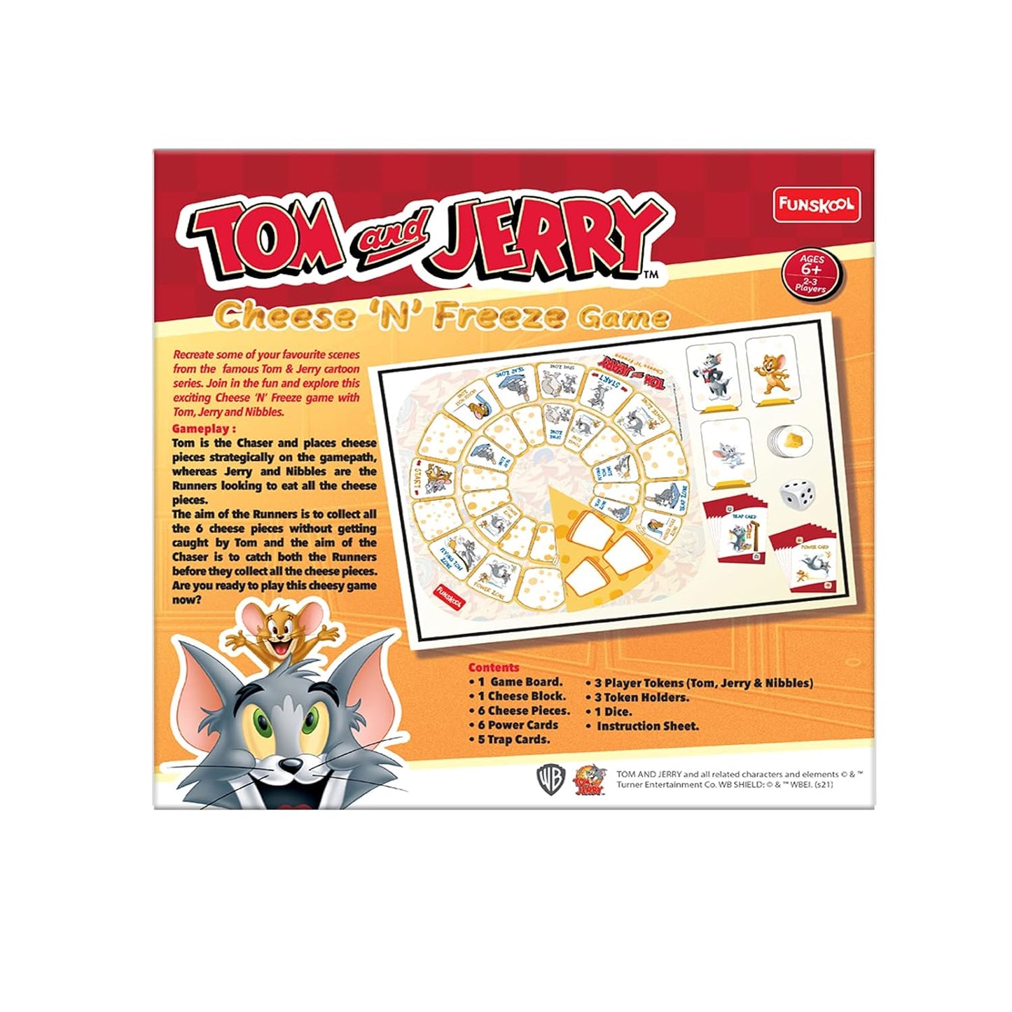 Funskool Games Tom and Jerry Cheese N Freeze Game, Chase Game,for Kids & Family, Multicolor,Pack of 1, Ages 6 Years and Above