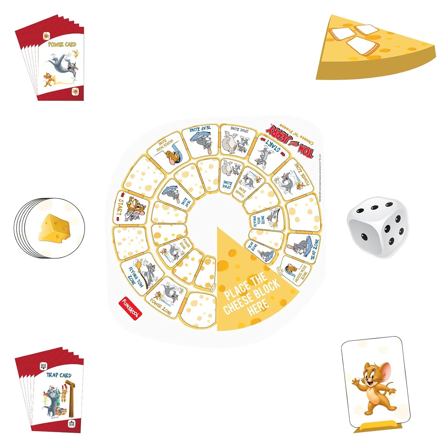 Funskool Games Tom and Jerry Cheese N Freeze Game, Chase Game,for Kids & Family, Multicolor,Pack of 1, Ages 6 Years and Above