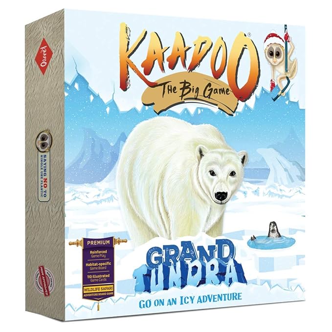 KAADOO-Premium Board Game-Grand Tundra-Journey into The ICY Arctic Circle-Educational Adventure Safari Game for Kids 6+ & Family-Made in India(2-4 Players)