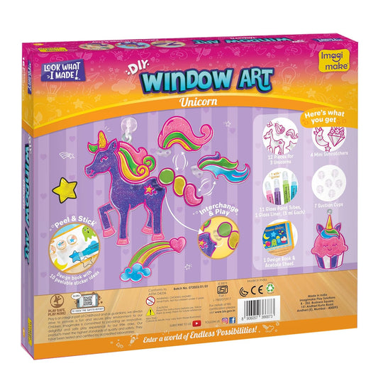 Imagimake Window Art Unicorn | Glass Painting Kit | Art and Craft Kit 6-8 | Toys for Girls | Sun Catcher Kit | Unicorn Gifts for Girls Age 6-8 | Birthday Gift for 5+ Years, Multicolor
