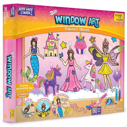 Imagimake Window Art Princess & Unicorn | Glass Painting Kit | Art & Craft Kit for 6-8 | Sun Catcher Kit | Unicorn Gifts for Age 6-8 | Birthday Gift for 5+ Years, Multicolor
