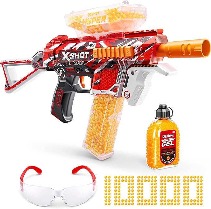 XSHOT Hyper Gel Trace Fire Blaster, Semi and Fully Automatic Gel Blaster & 10,000 Gellets, 600 Capacity Hopper & 850 Capacity Mag, Ages 14 & Up by ZURU