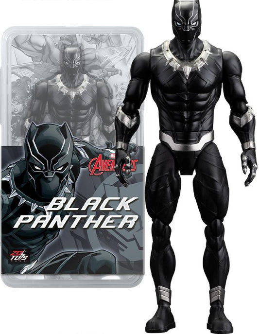 Black Panther Action Figure, Marvel Avengers, Articulated Superhero Toy, Black with Silver Detail
